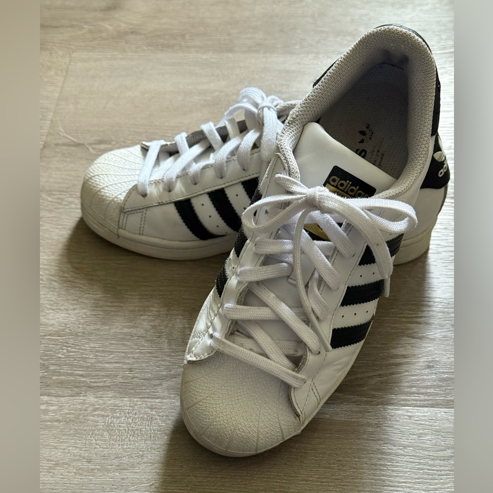Adidas Classic White Sneakers with Black Stripes